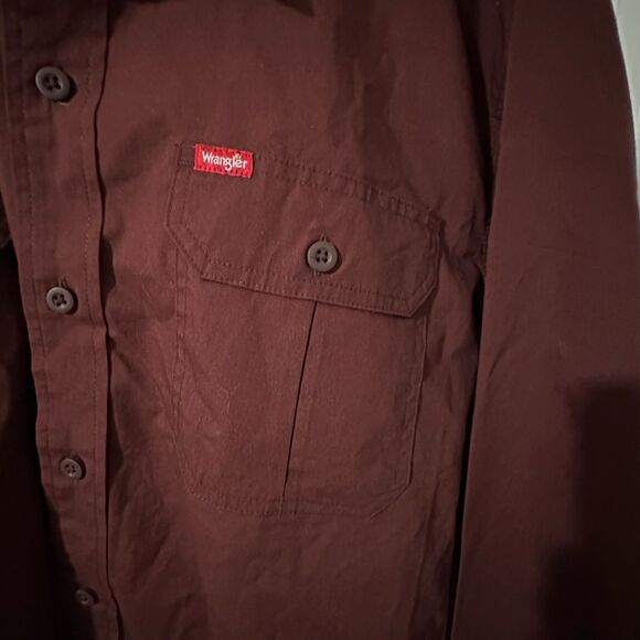 Wrangler Burgundy Men’s Button-Up Shirt - XL Western Shirt - Picture 2 of 6